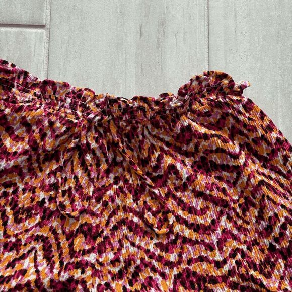 Bar III Shorts Textured Ruffle Drawstring Pull-On Tiger Tracks Orange Pink Large - Picture 6 of 6